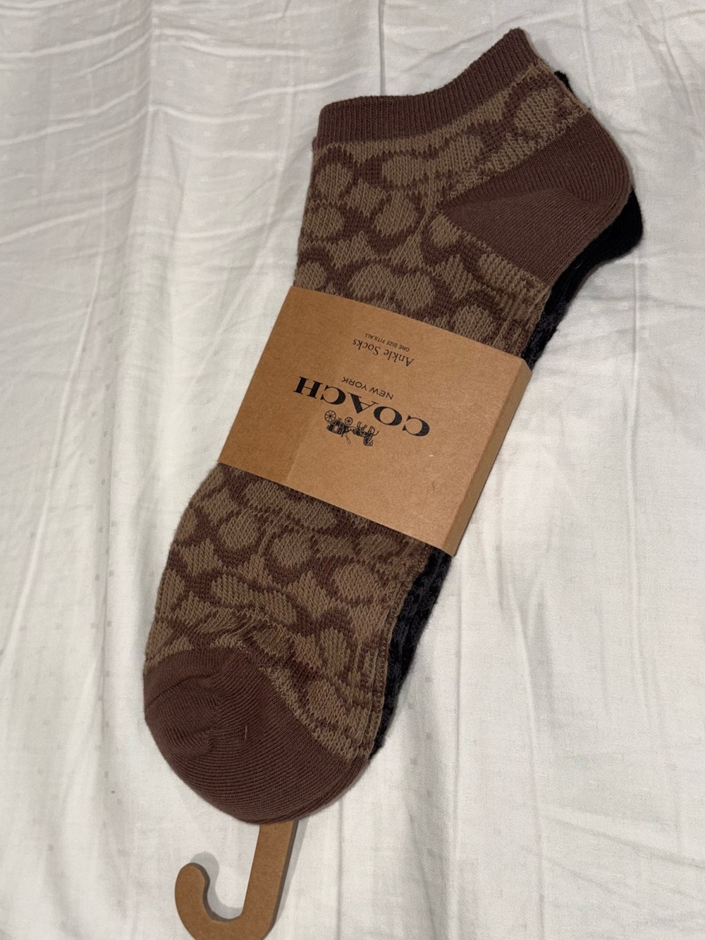 Coach Brown and black  Monogram Ankle Socks (Pair)